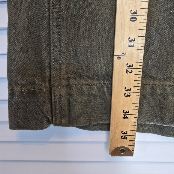 FREE PEOPLE Harmonica Coated Denim Maxi Skirt Green Cotton Utility Women's Sz 26 - Picture 11 of 11